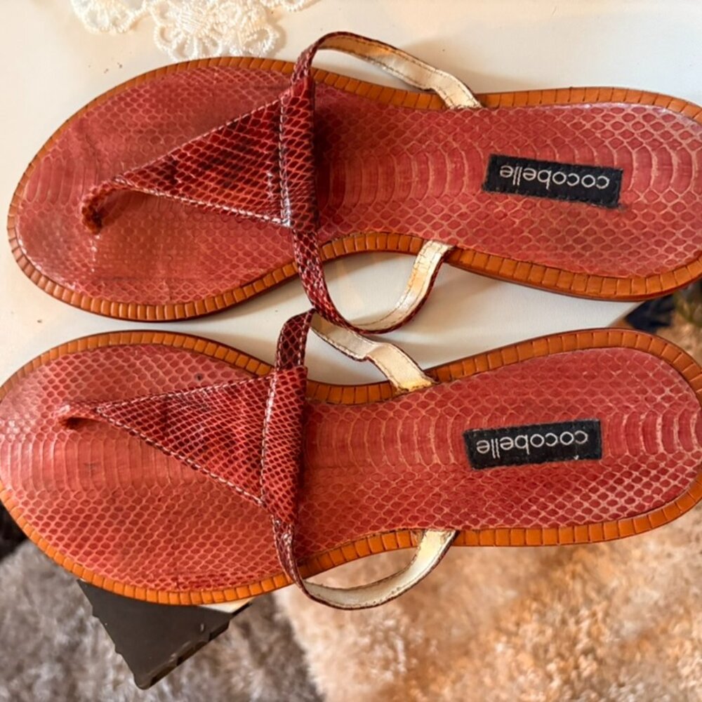 CoCobelle Snakeskin Thong Sandals